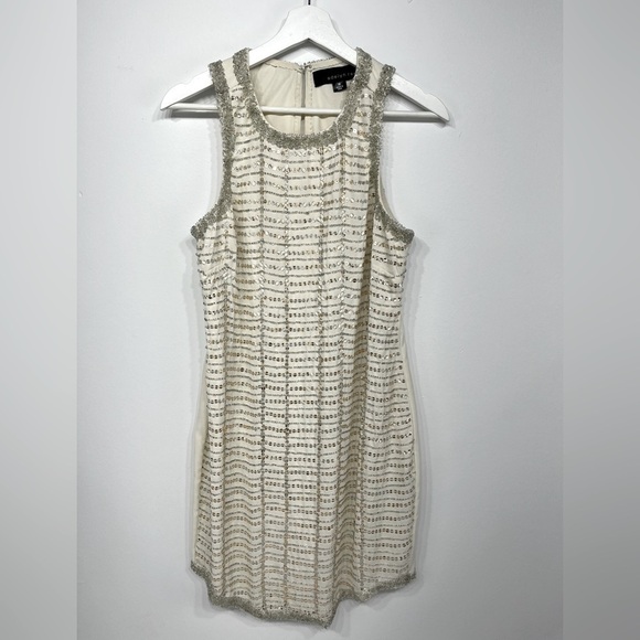 Adelyn Rae beaded sequin mini dress cream size M - Picture 5 of 14